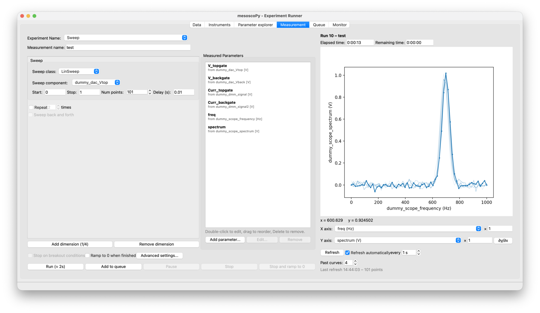 Screenshot of the mesoscopy interface